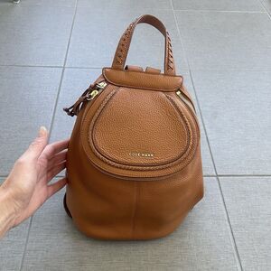 COLE HAAN Delilah Backpack Purse NEW Chestnut Brown Career Leather Lux